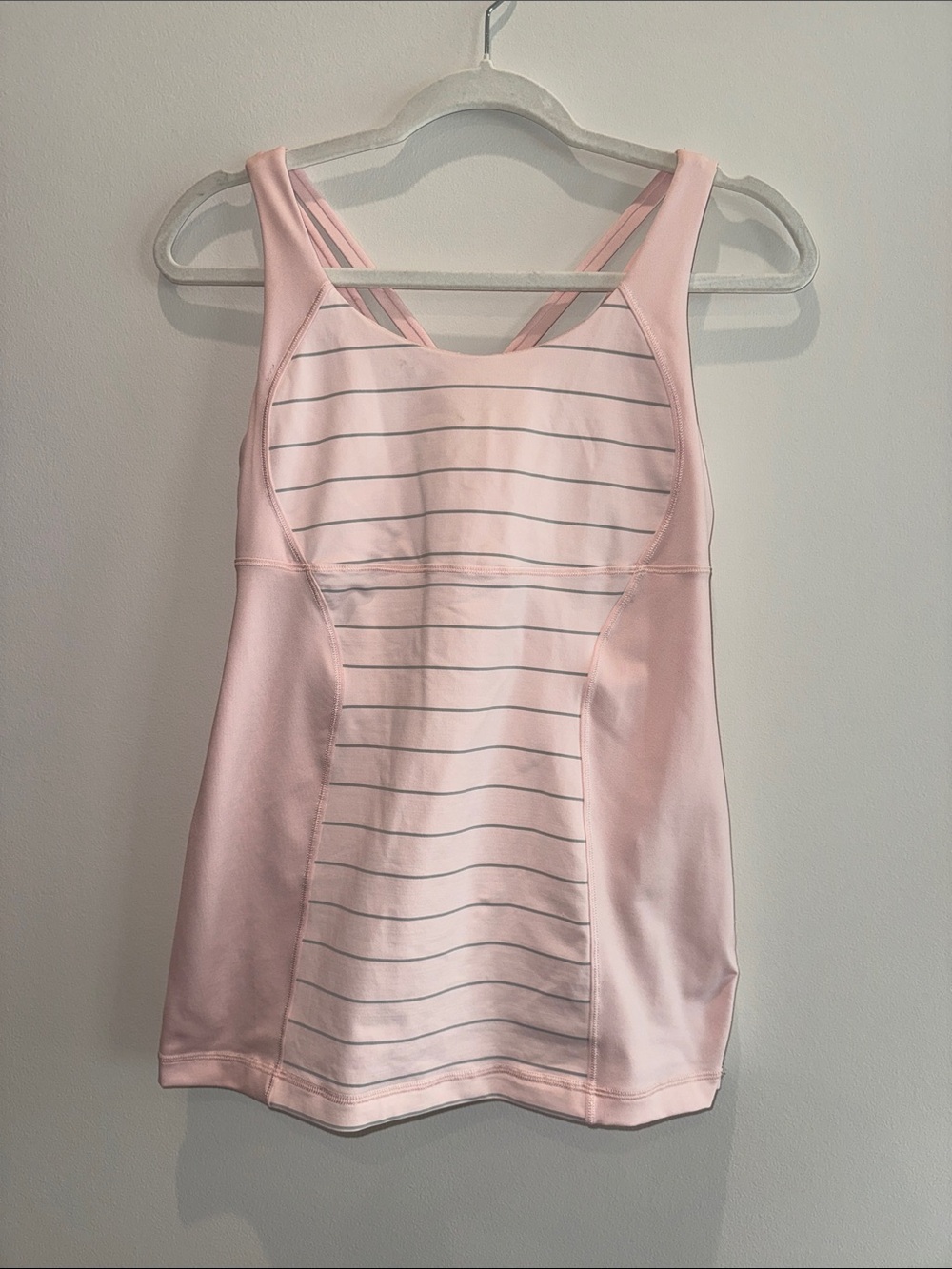 Lululemon Light Pink Striped Athletic Tank Top
